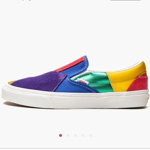 Vans PRIDE slip on shoes size 7 patchwork suede glitter leather canvas no lace